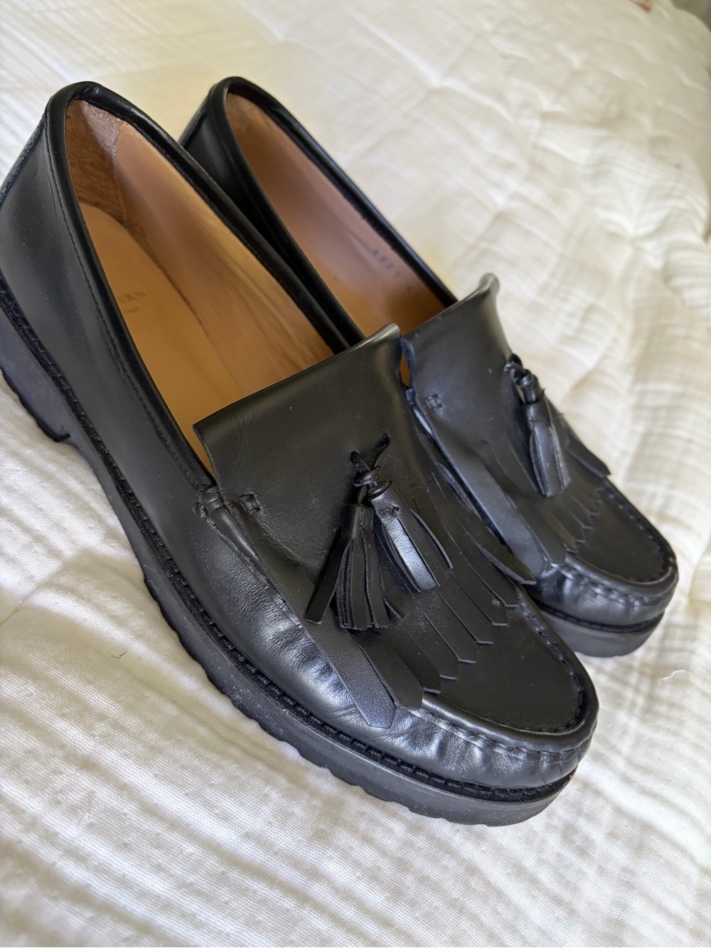Ann Mashburn Black Leather Tassel Loafers
